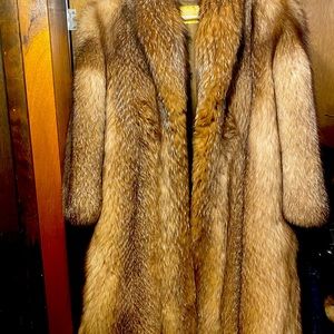 Full length crystal fox fur coat.  Real fur